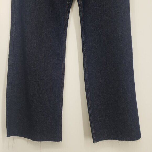 Zara New Straight Leg Jeans 2 High Rise Waist Dark Wash Denim Blue - Picture 5 of 10